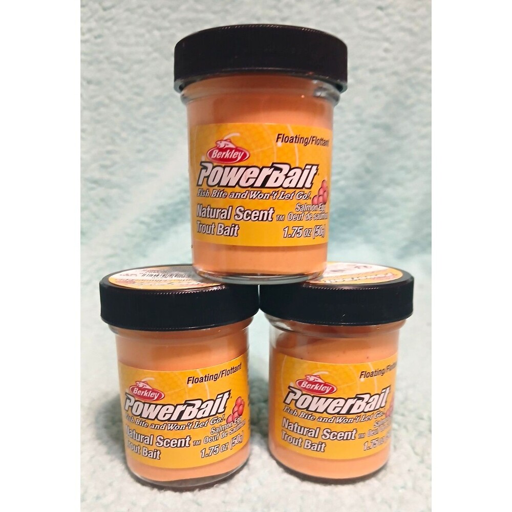 3pk Berkley PowerBait Natural Scent Floating Salmon Eggs Trout Bait Peach 1.75oz